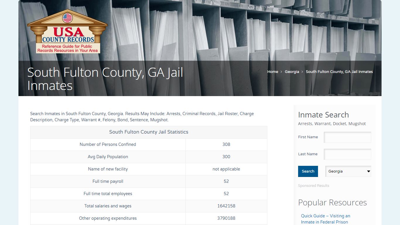 South Fulton County, GA Jail Inmates | Name Search
